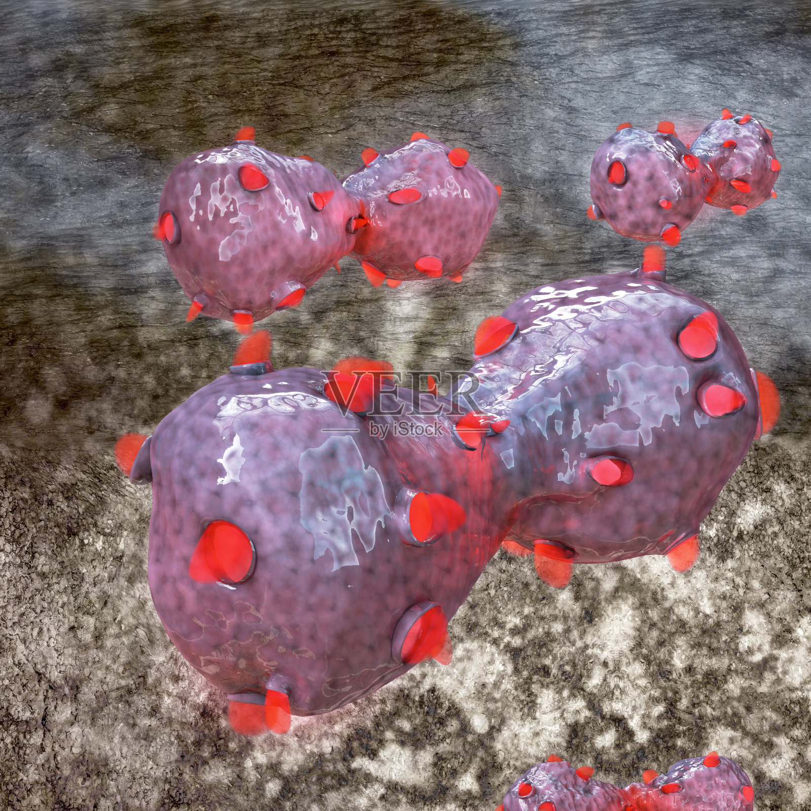 肺癌细胞- 3d渲染图照片摄影图片