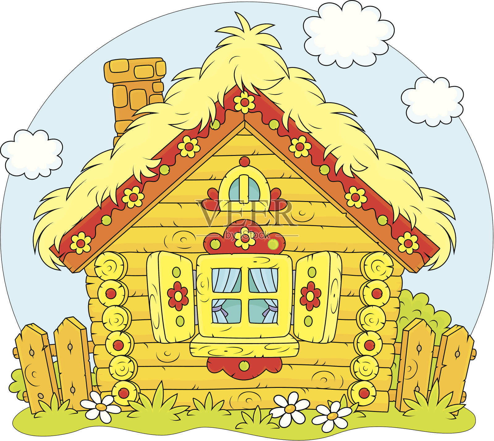 日志小屋插画图片素材