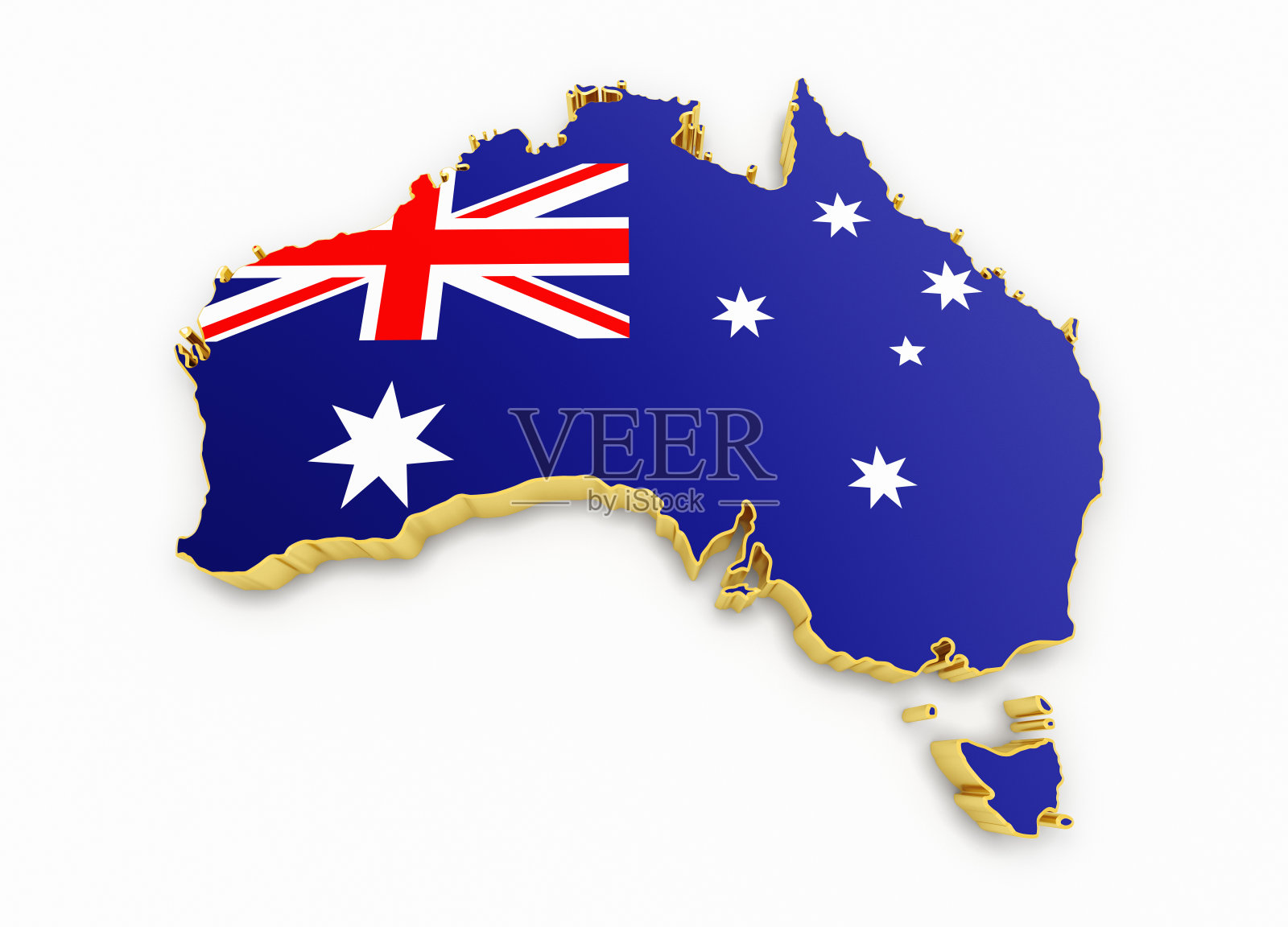 带有金色边界的澳大利亚地图照片摄影图片