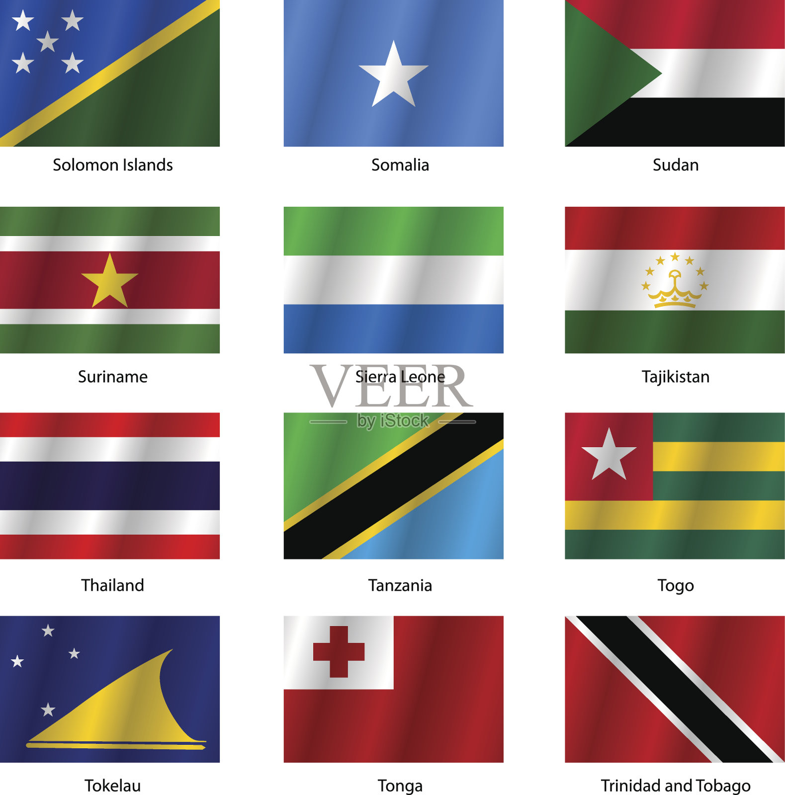 设置世界主权国家的旗帜。插画图片素材