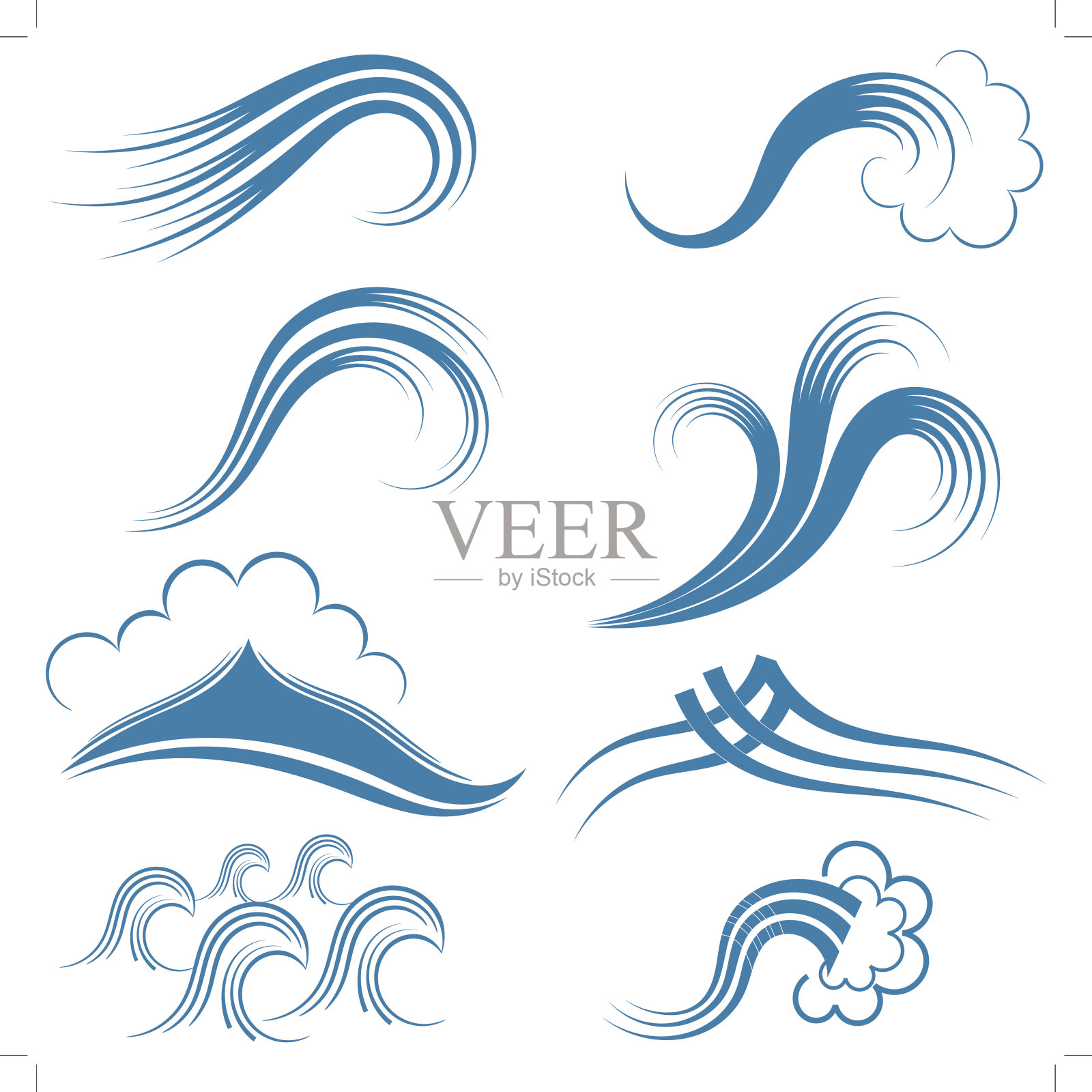 一组波浪符号。eps10插画图片素材