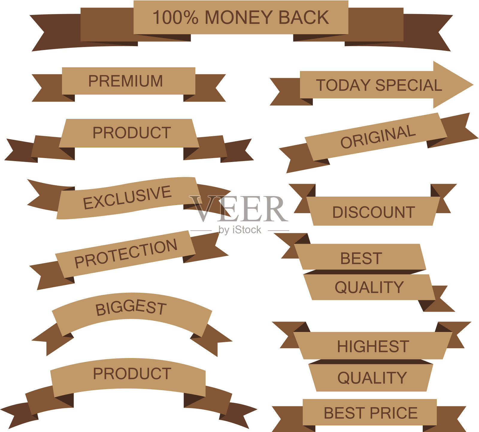 复古丝带矢量集插画图片素材