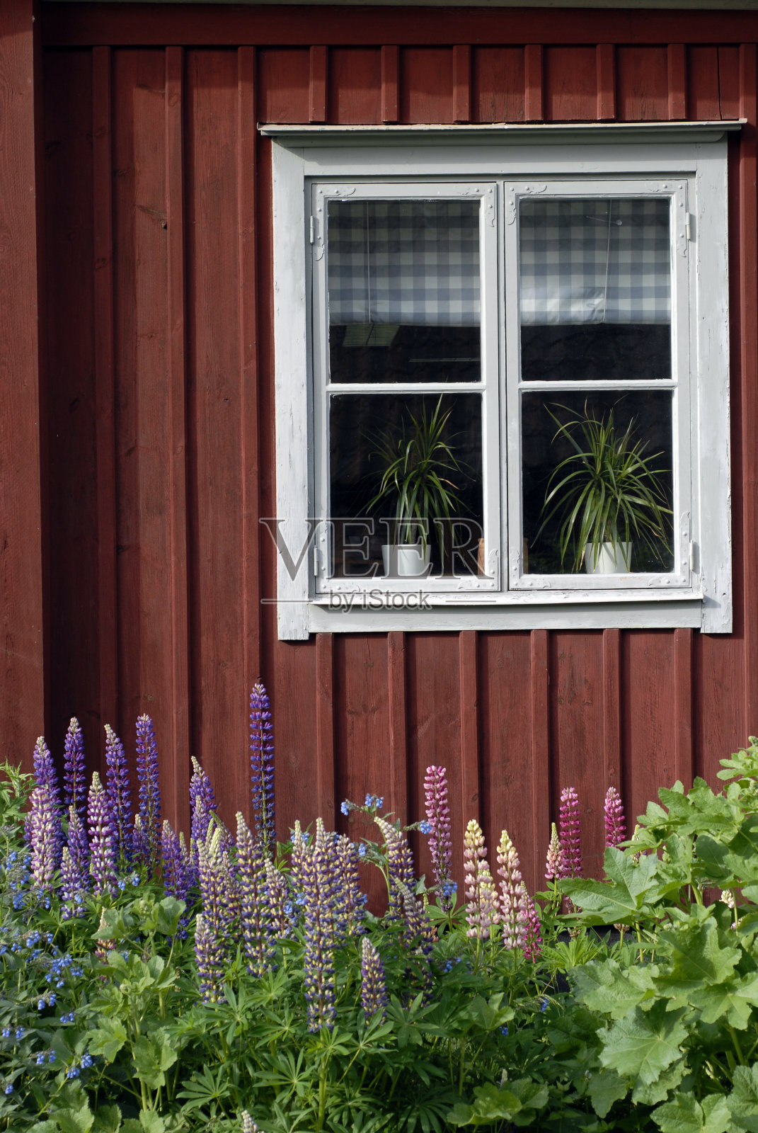 红色瑞典房子的一部分照片摄影图片