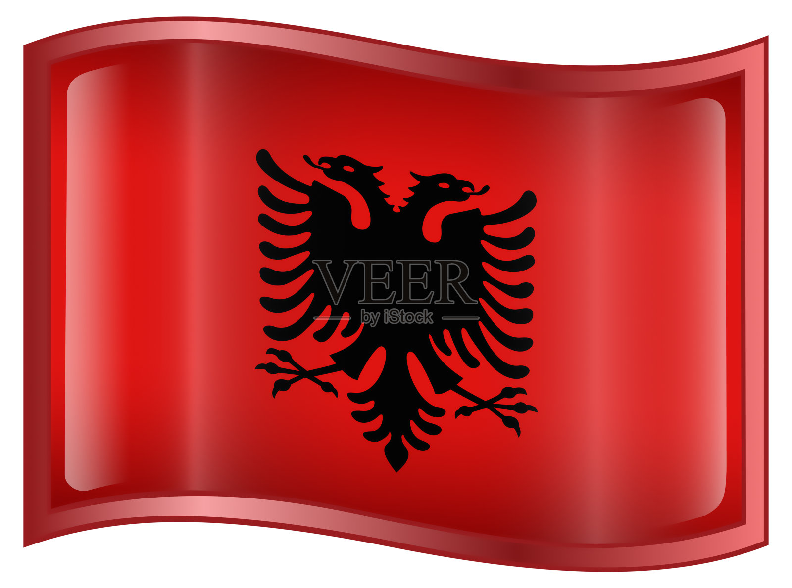 阿尔巴尼亚国旗图标，孤立在白色背景。照片摄影图片