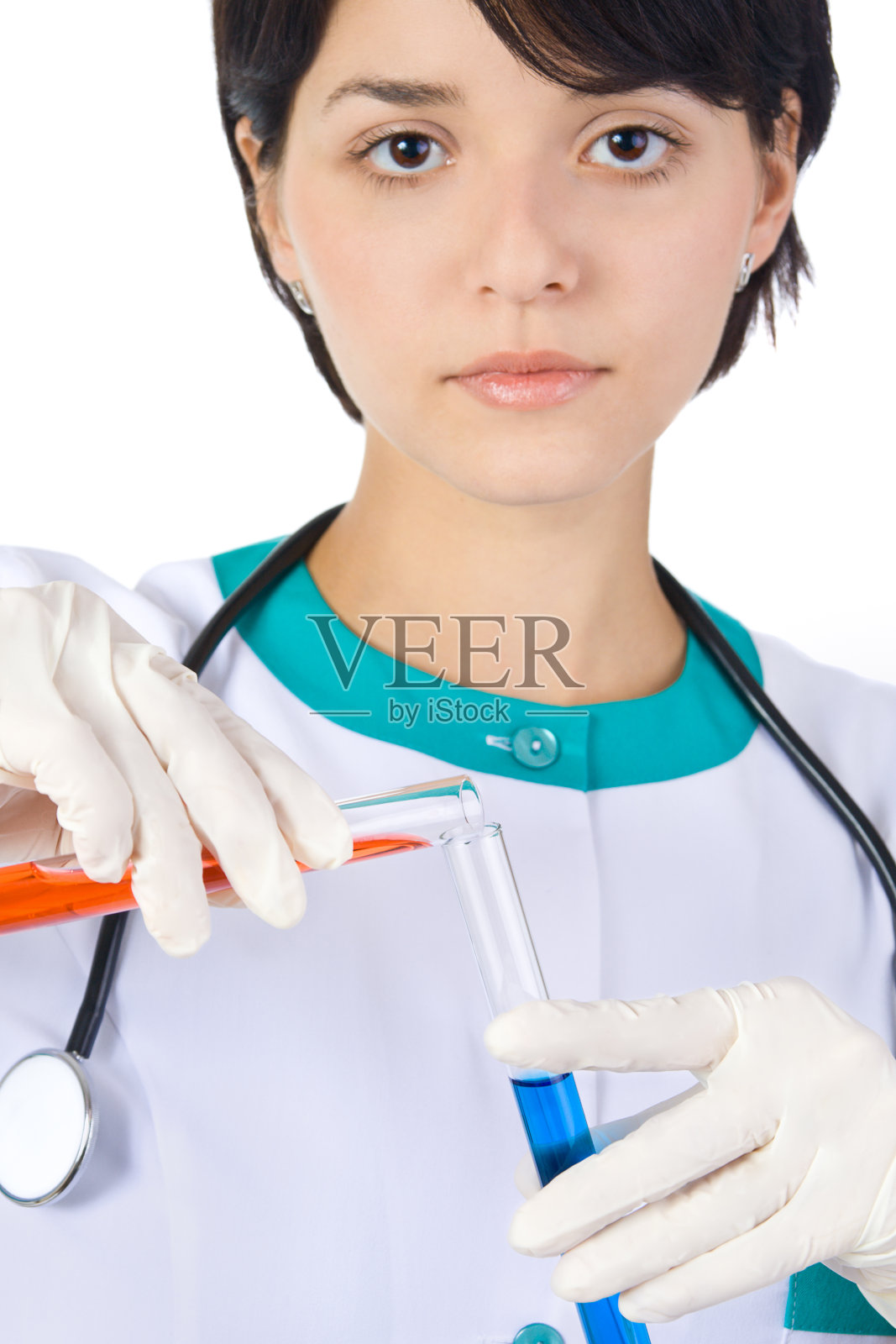 年轻美丽的白人医生的肖像照片摄影图片