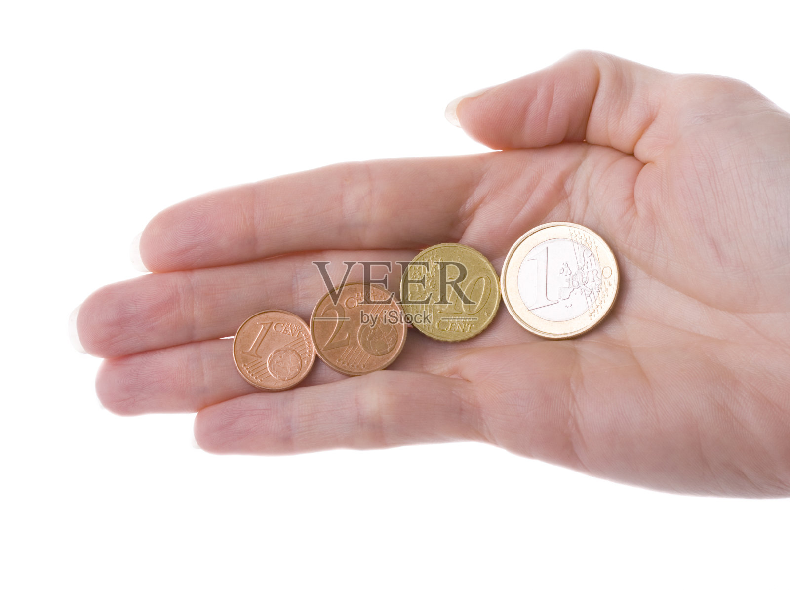手中的欧元硬币照片摄影图片
