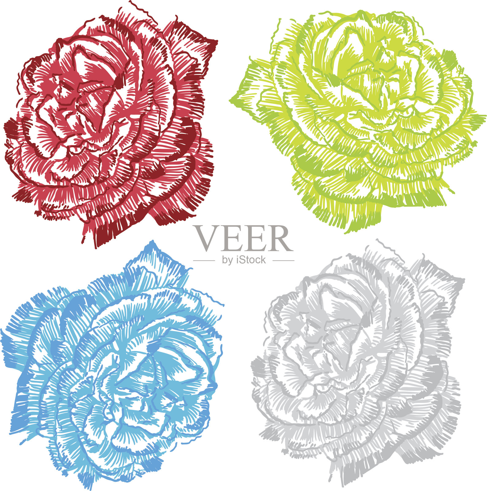 手绘玫瑰插画图片素材