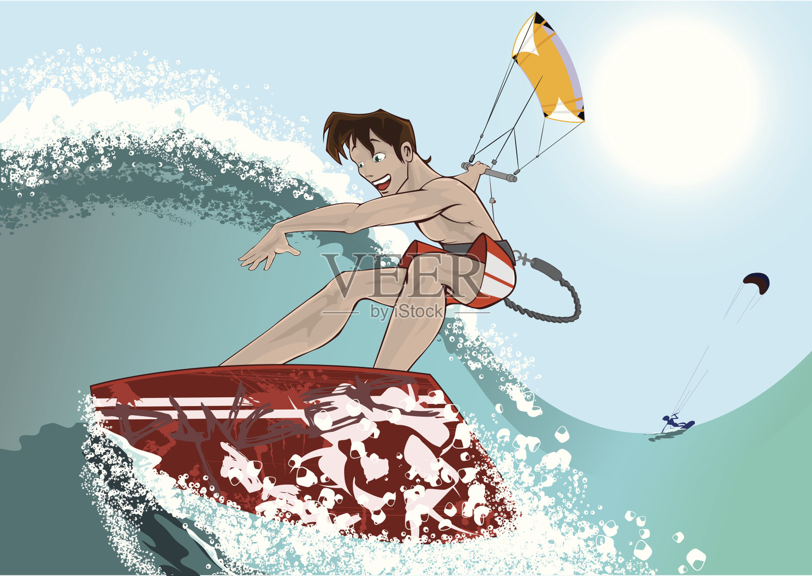 风筝冲浪者插画图片素材