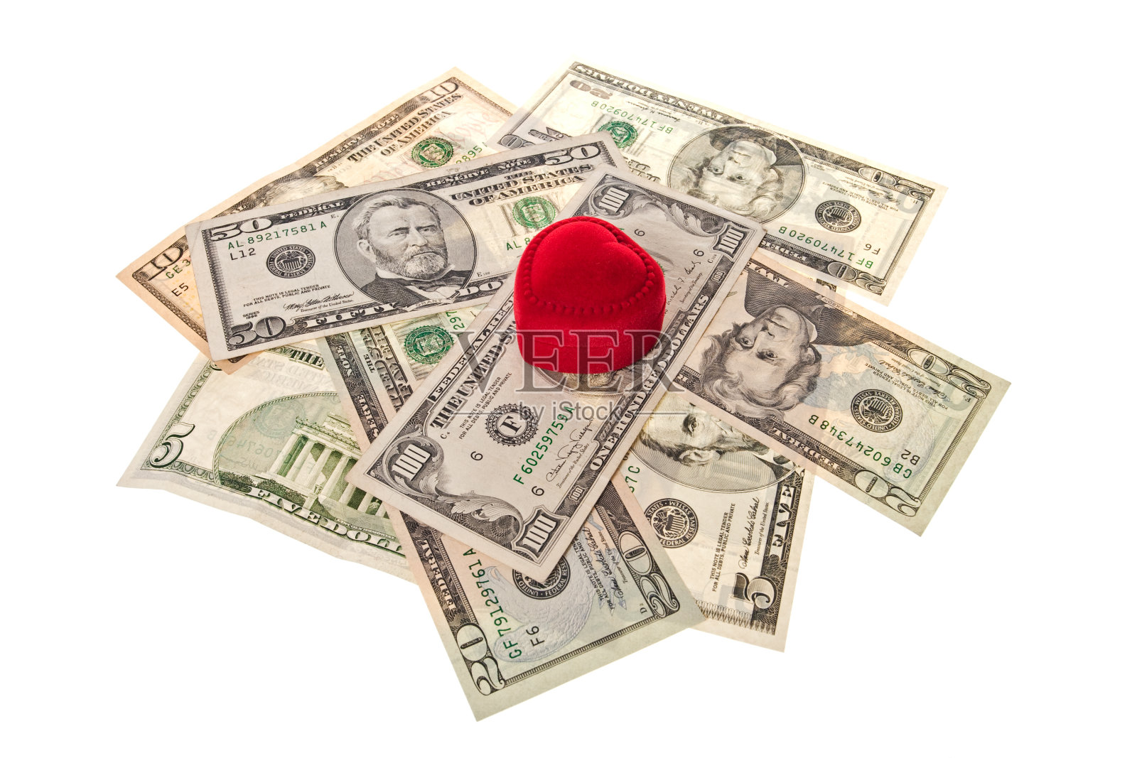 戒指盒和钱照片摄影图片