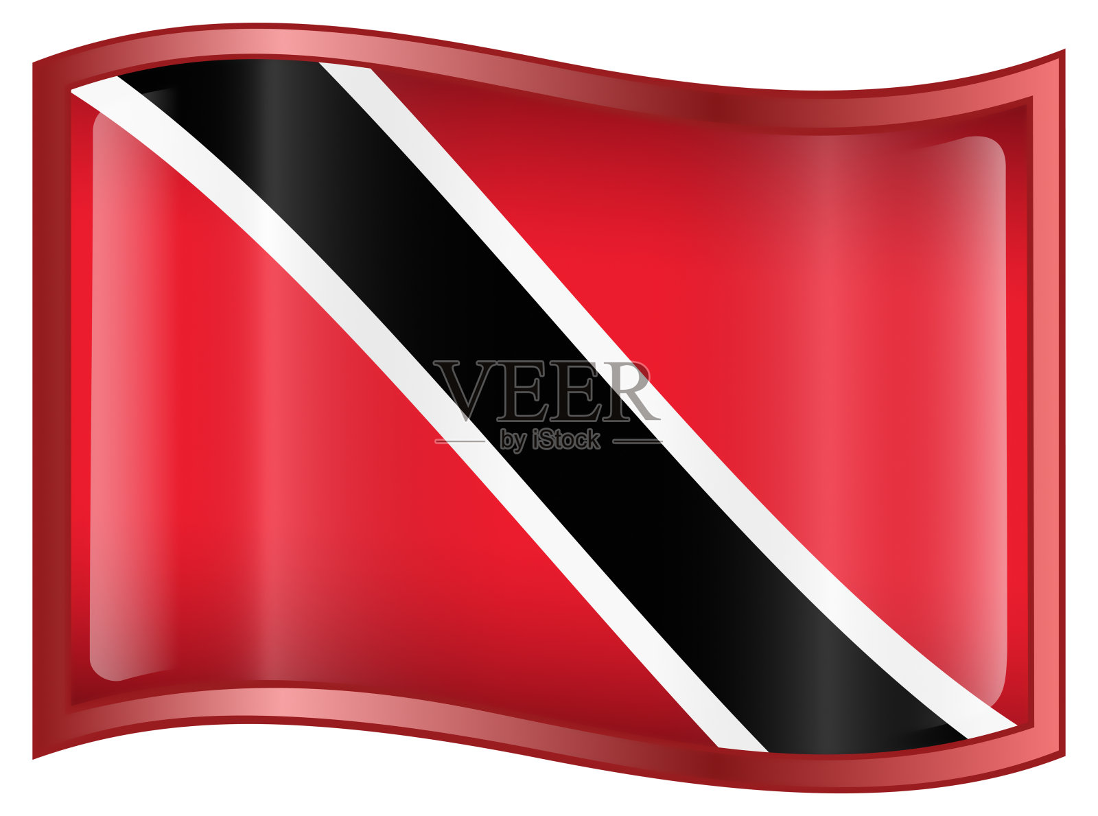 特立尼达和多巴哥国旗图标，孤立在白色背景。照片摄影图片