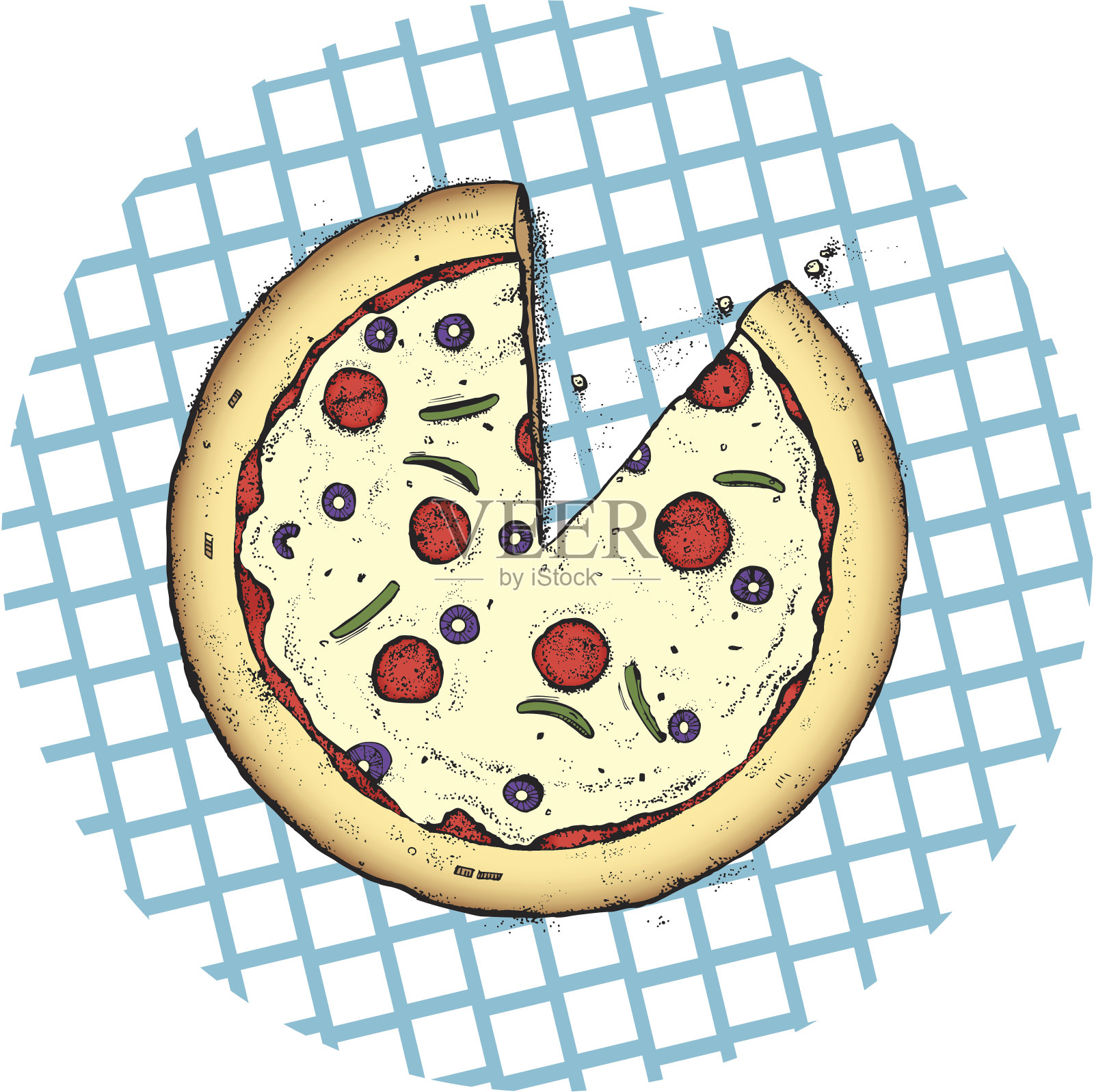 披萨派放在桌布上设计元素图片