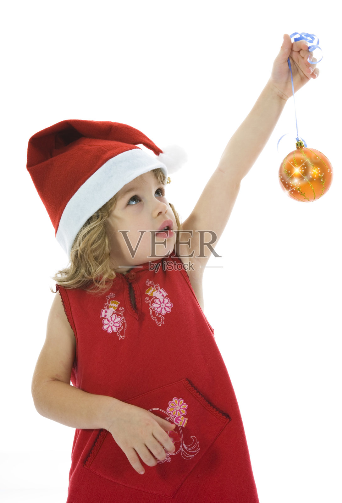 带着圣诞装饰的漂亮小女孩照片摄影图片