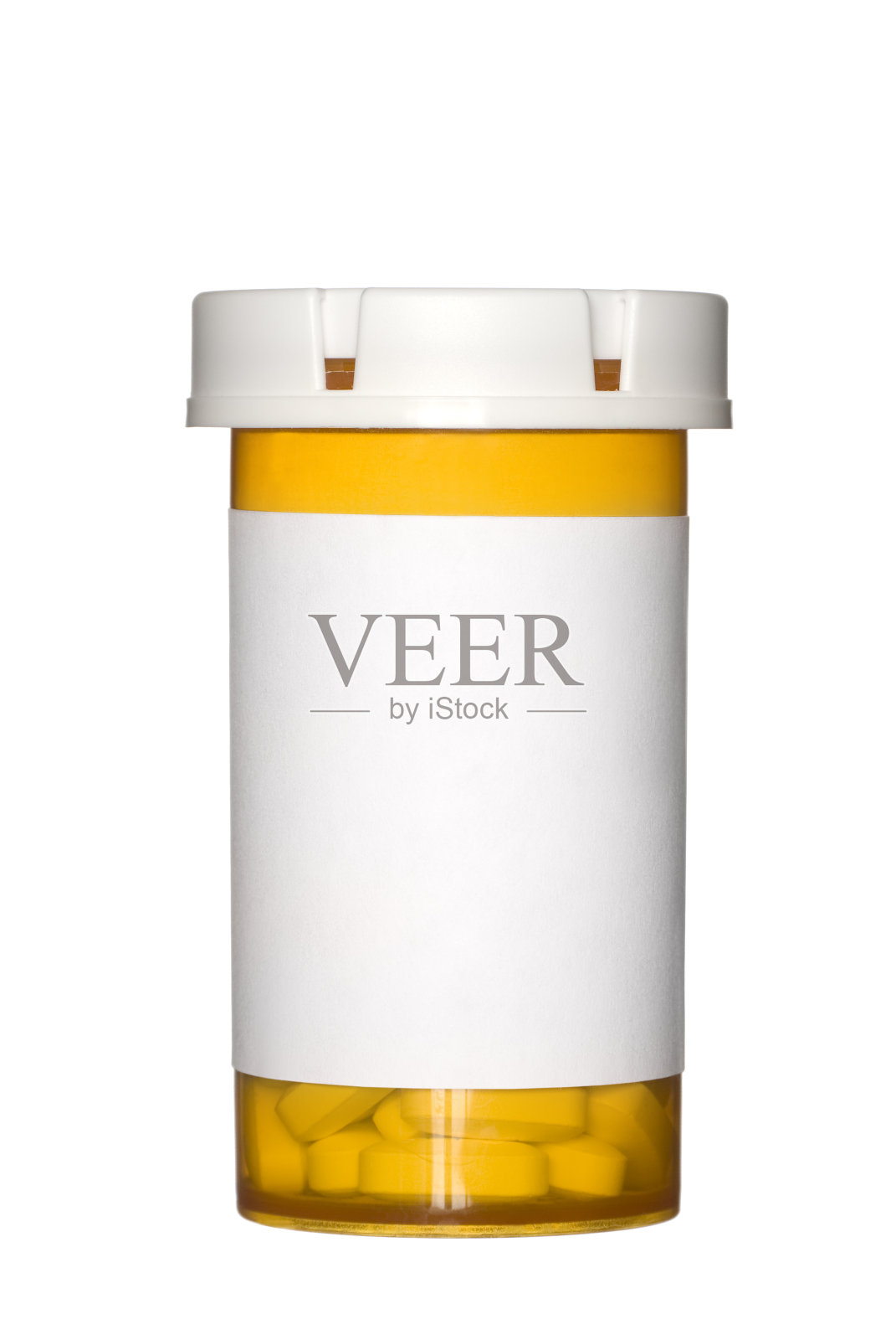 白色背景上的橙色处方药瓶照片摄影图片