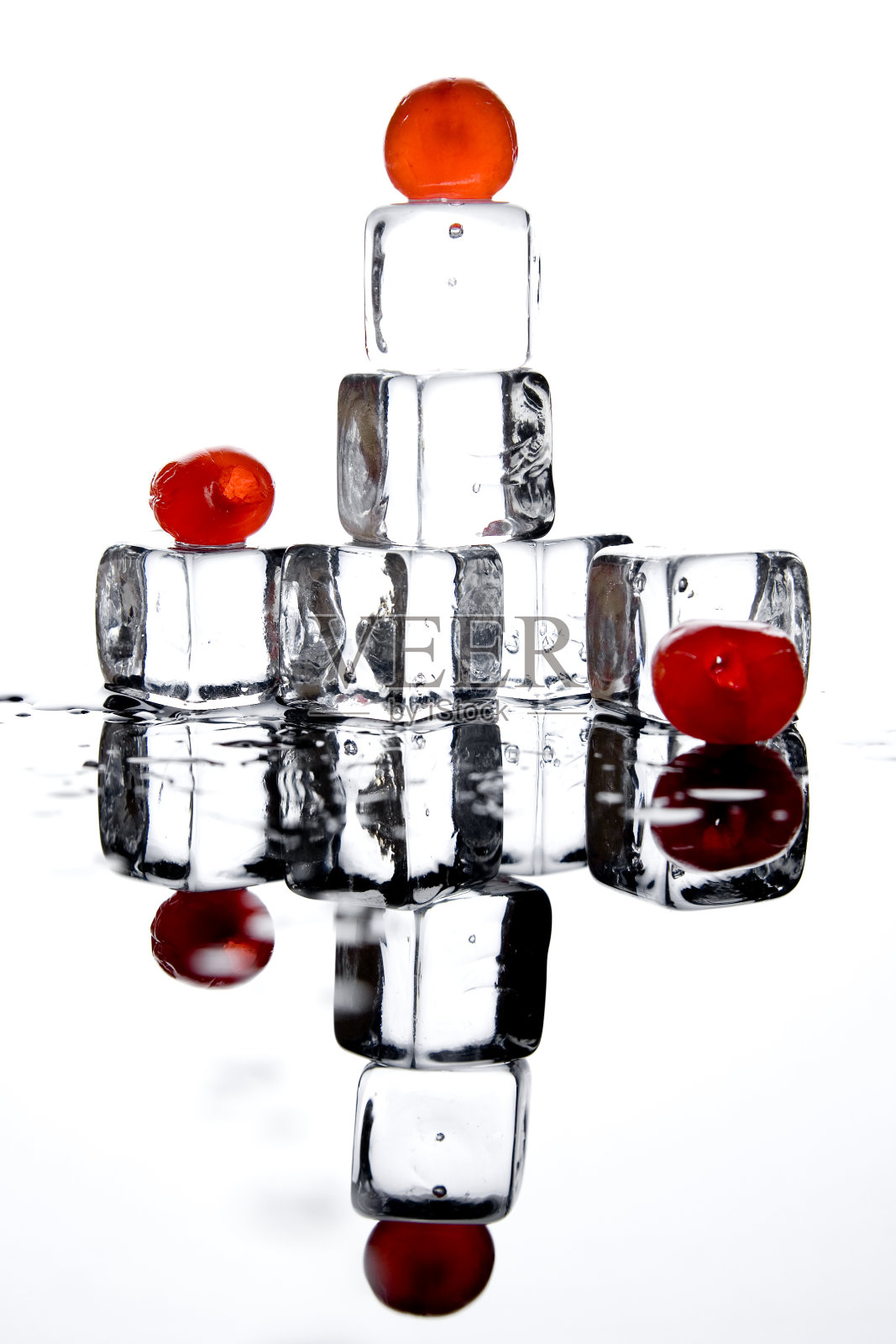 冰块和樱桃照片摄影图片