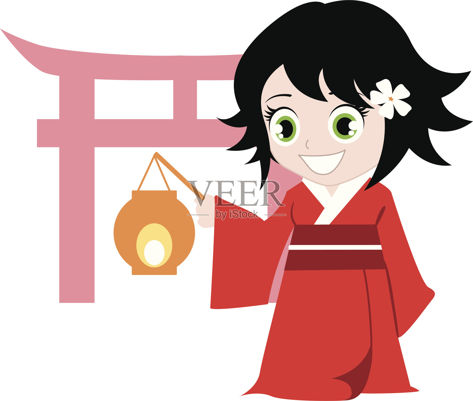 红色和服设计元素图片