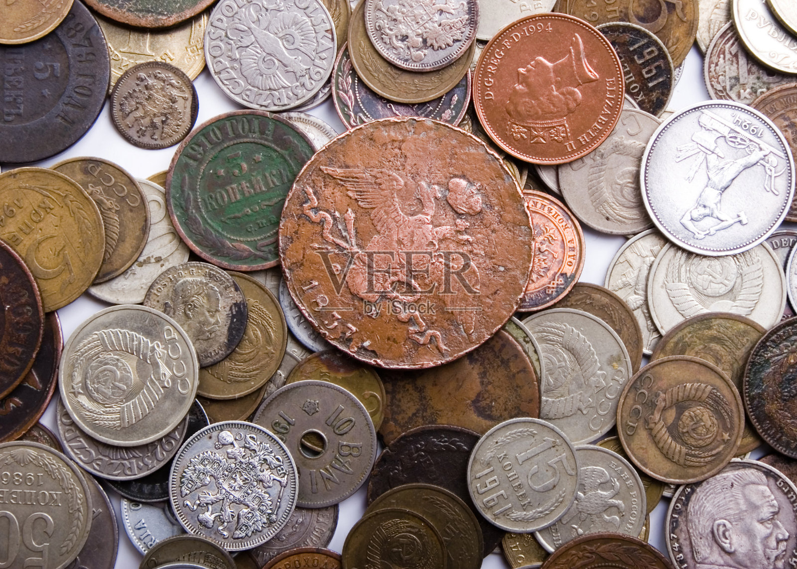 很多硬币照片摄影图片
