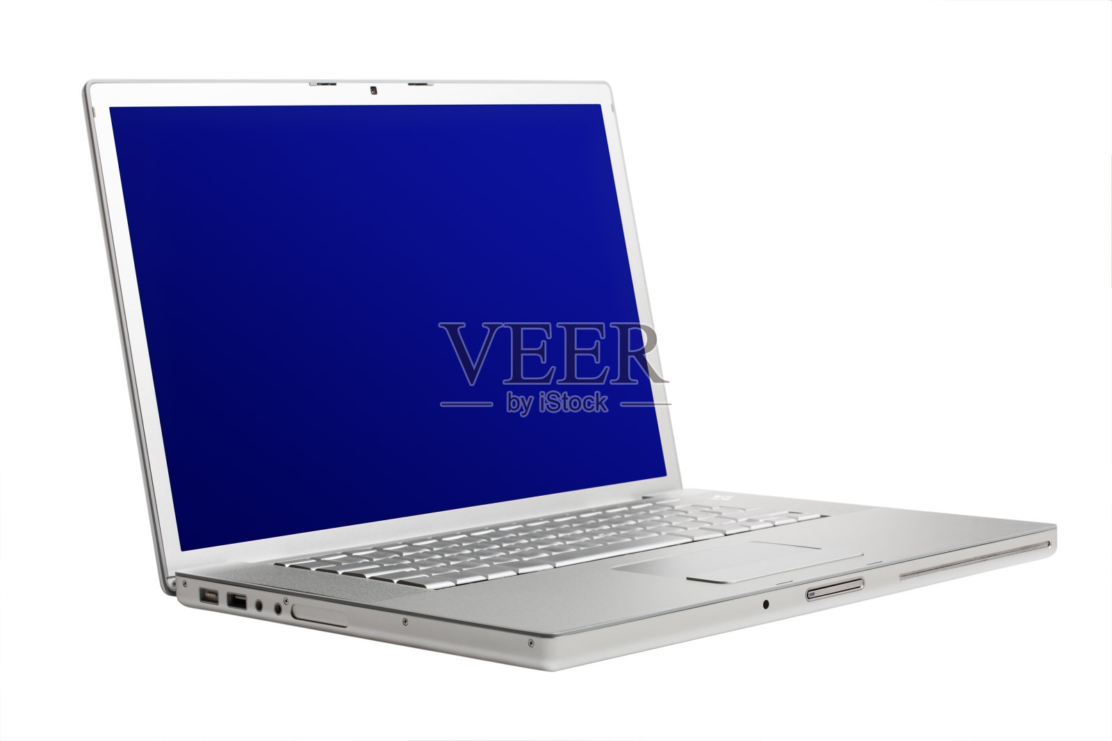 高端铝制笔记本电脑，倾斜视图。照片摄影图片