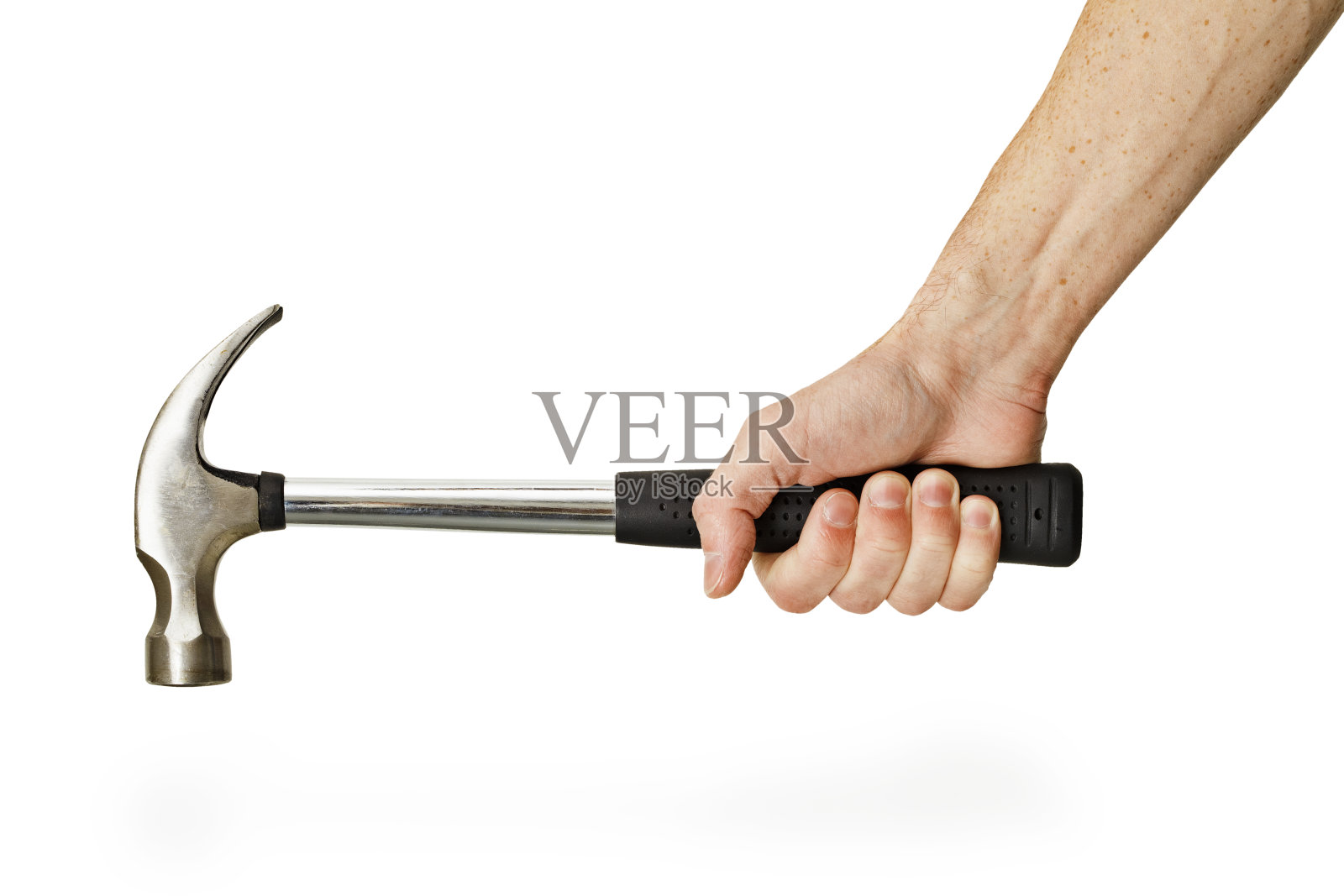 手持锤孤立在白色背景上照片摄影图片