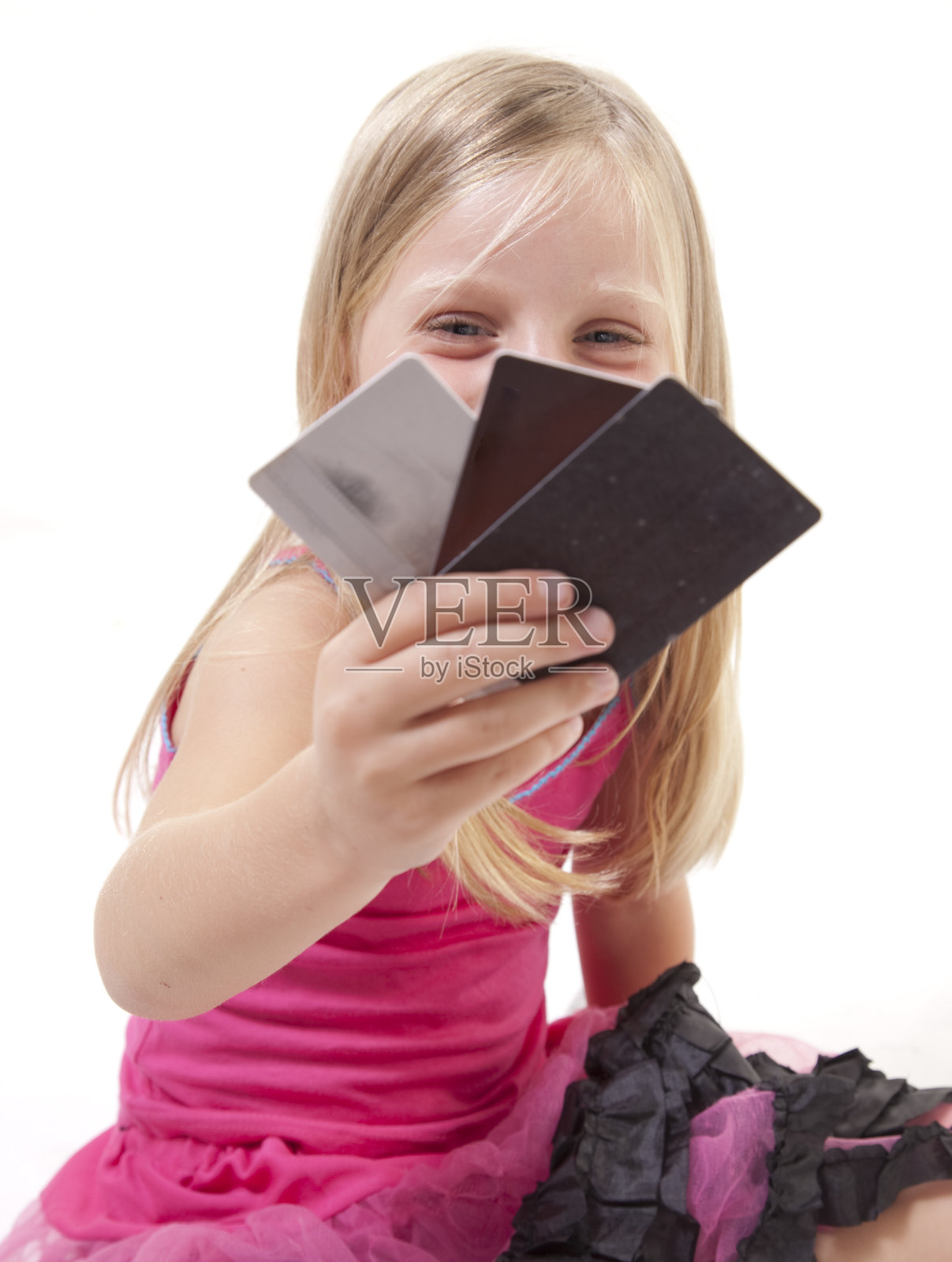 信用卡小女孩照片摄影图片