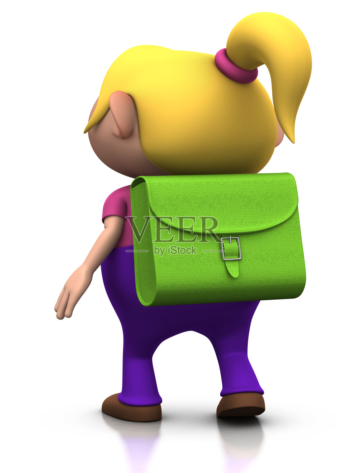 第一天上学的女孩走开了插画图片素材