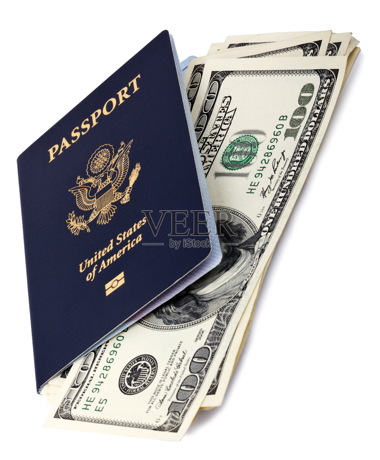 美国护照和现金照片摄影图片