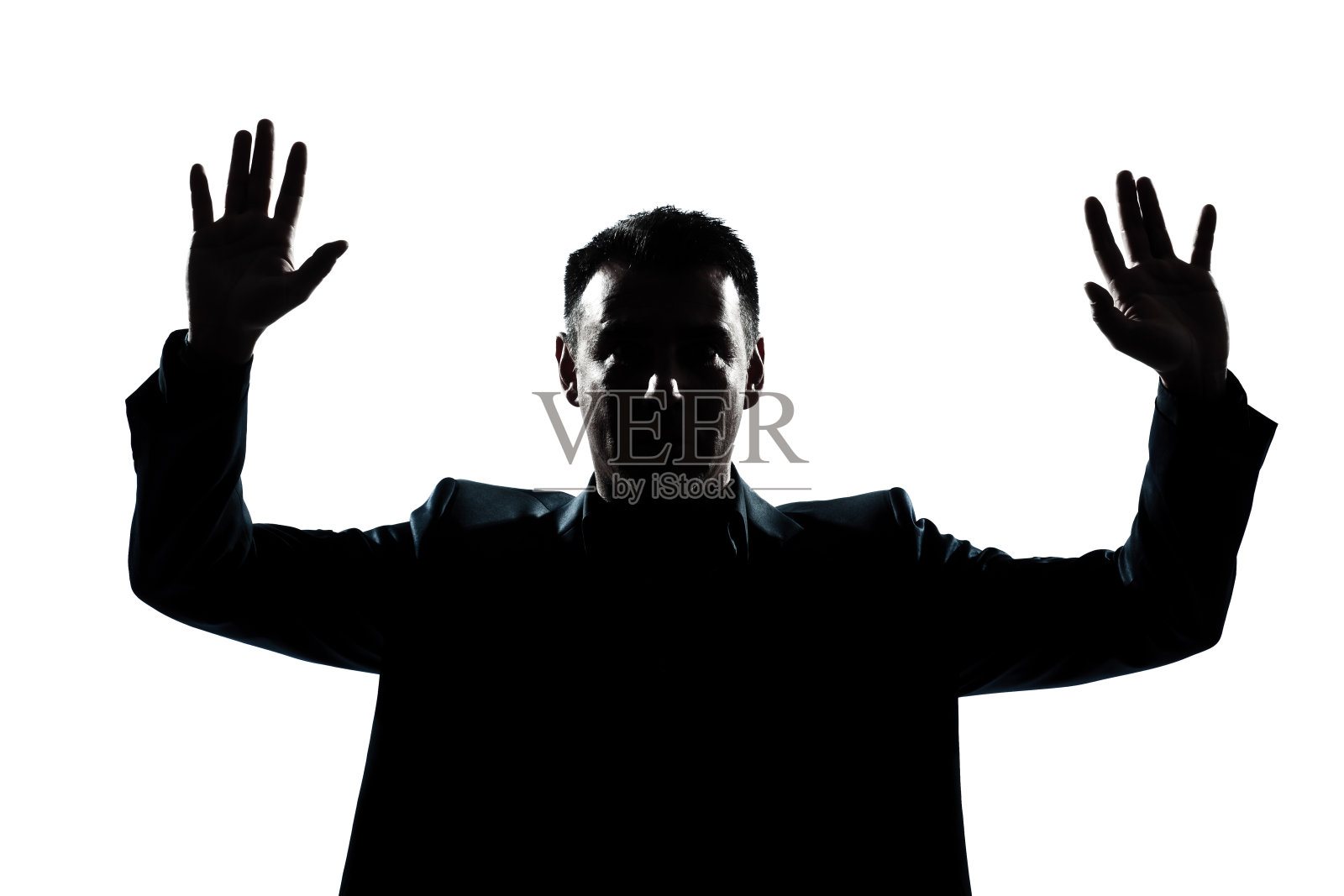 剪影男子肖像举起手来照片摄影图片