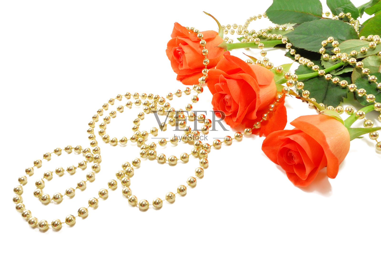 三朵带珠子的玫瑰照片摄影图片