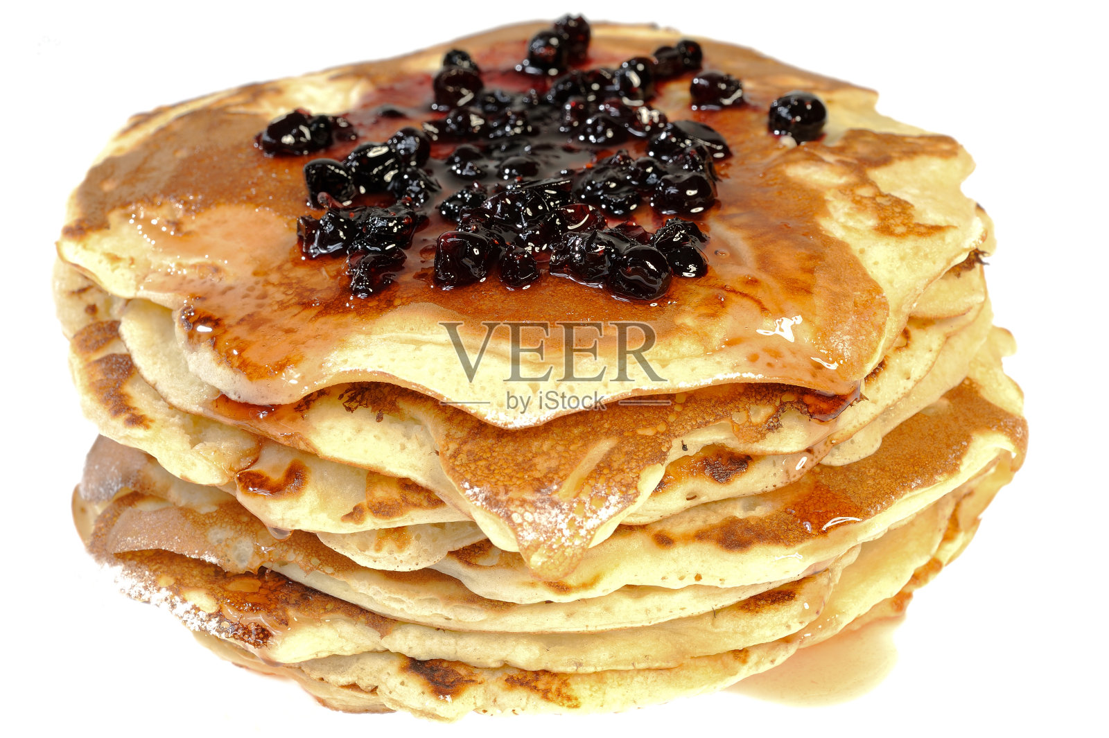 与蓝莓煎饼照片摄影图片