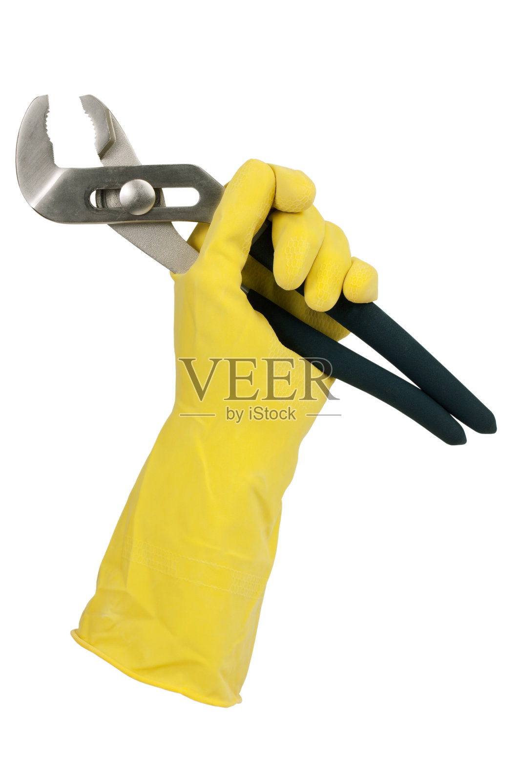 戴手套的手夹照片摄影图片