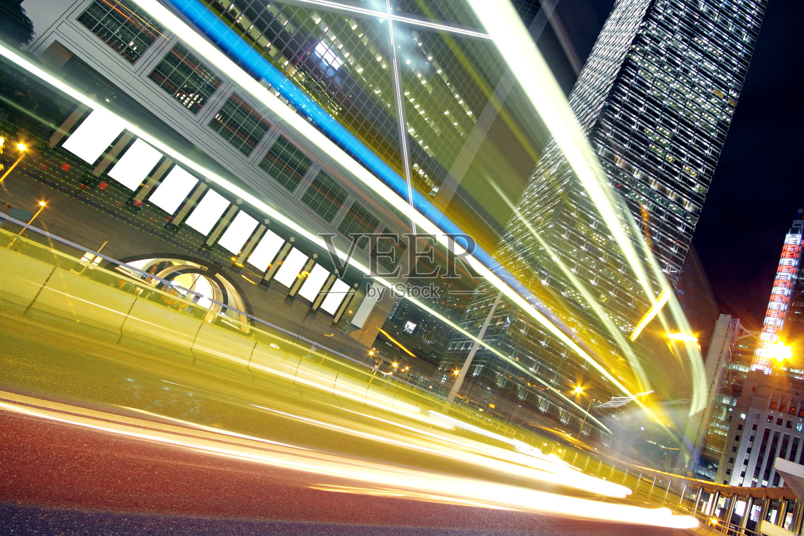 夜光描摹香港现代建筑背景照片摄影图片