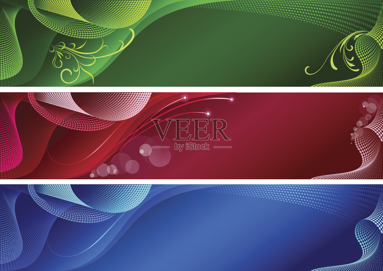 三个抽象的横幅。插画图片素材