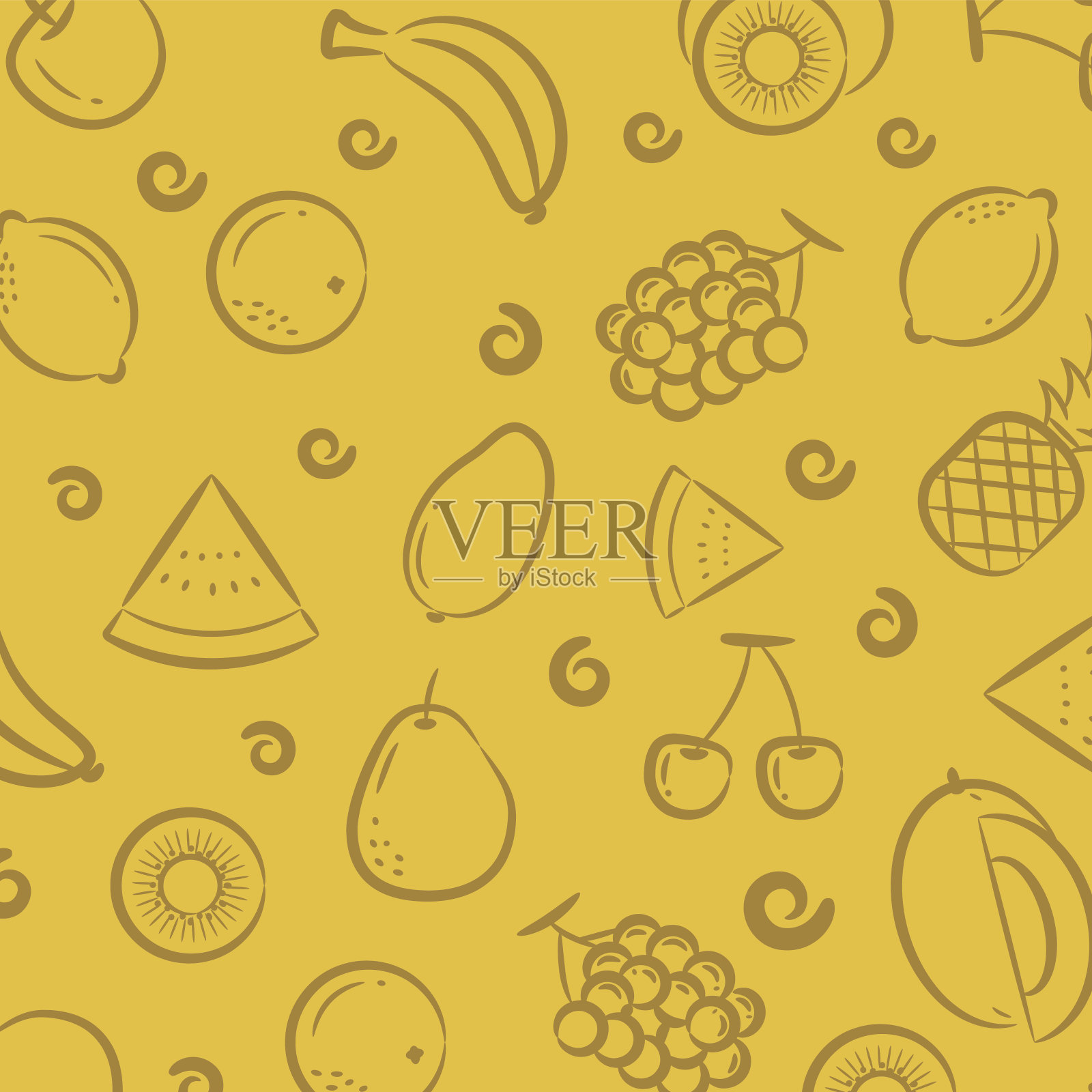 黄色无缝果纹插画图片素材