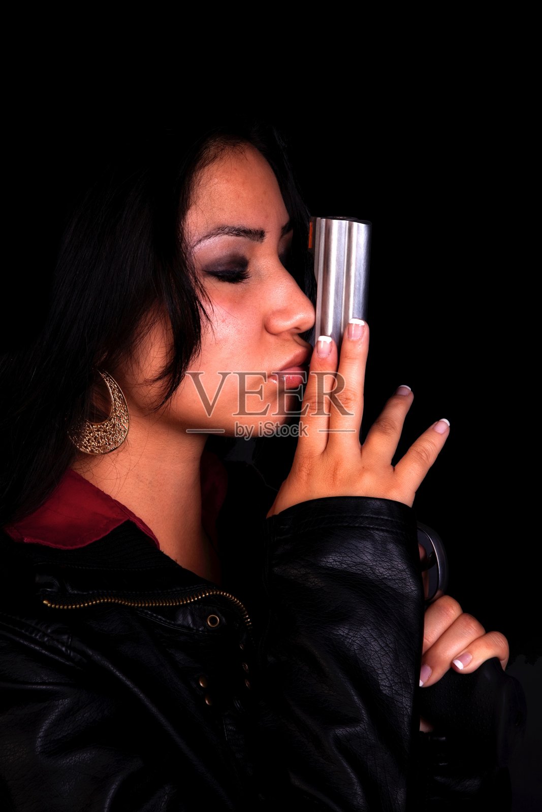 吻枪黑照片摄影图片