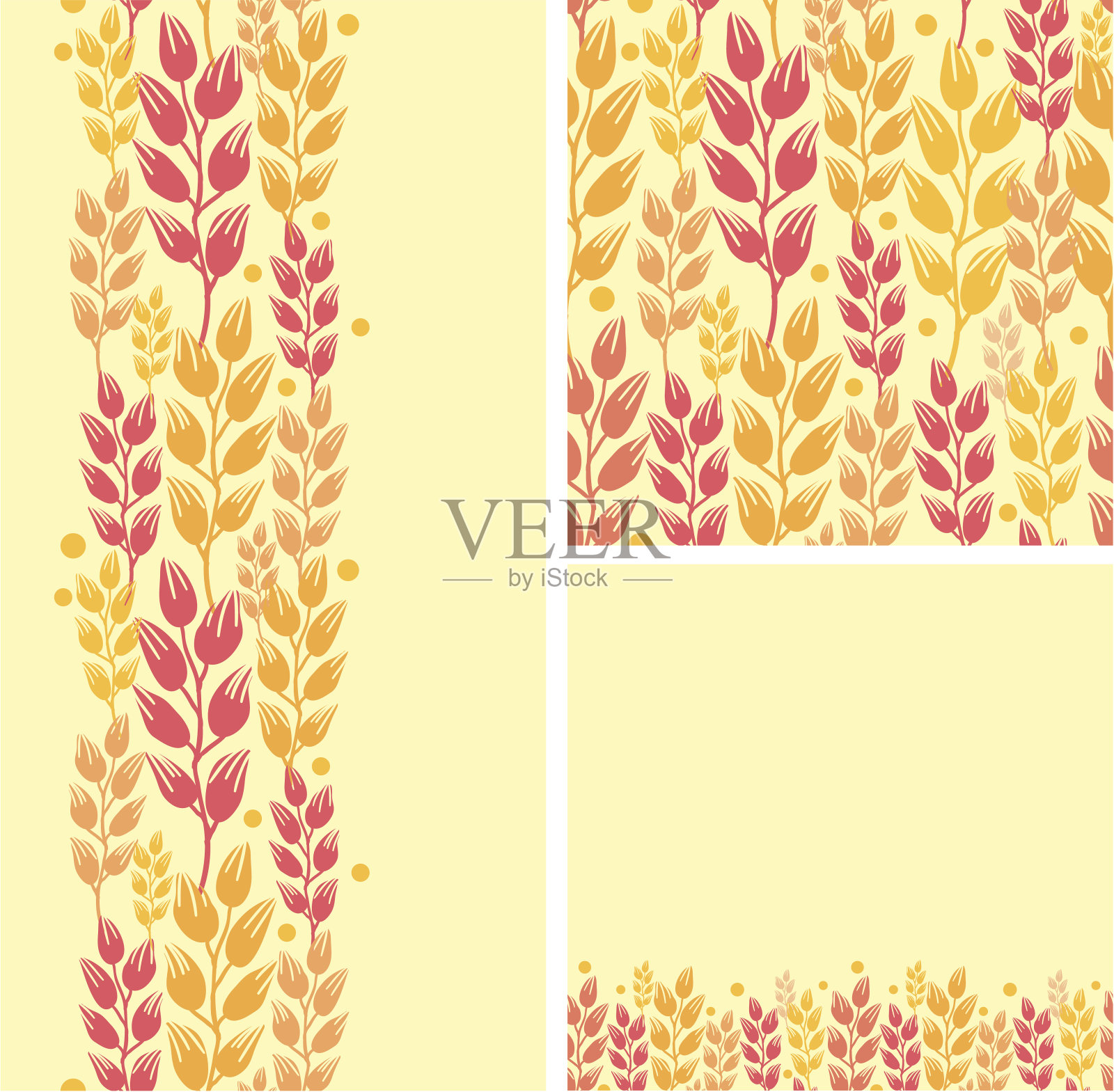 小麦谷粒无缝模式设置插画图片素材