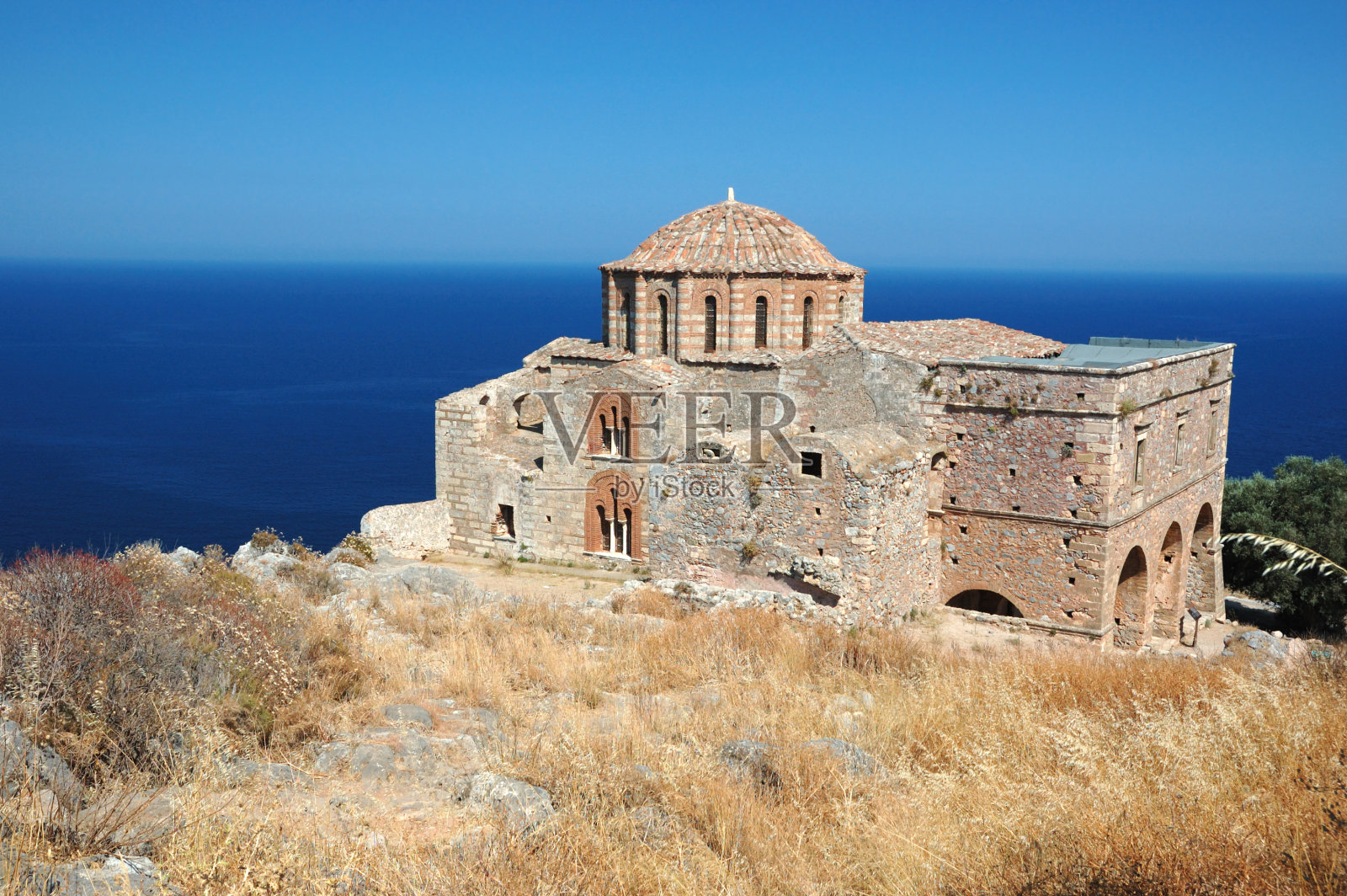 阿吉亚索非亚教堂，莫内姆瓦西亚，佩洛彭尼斯，希腊照片摄影图片