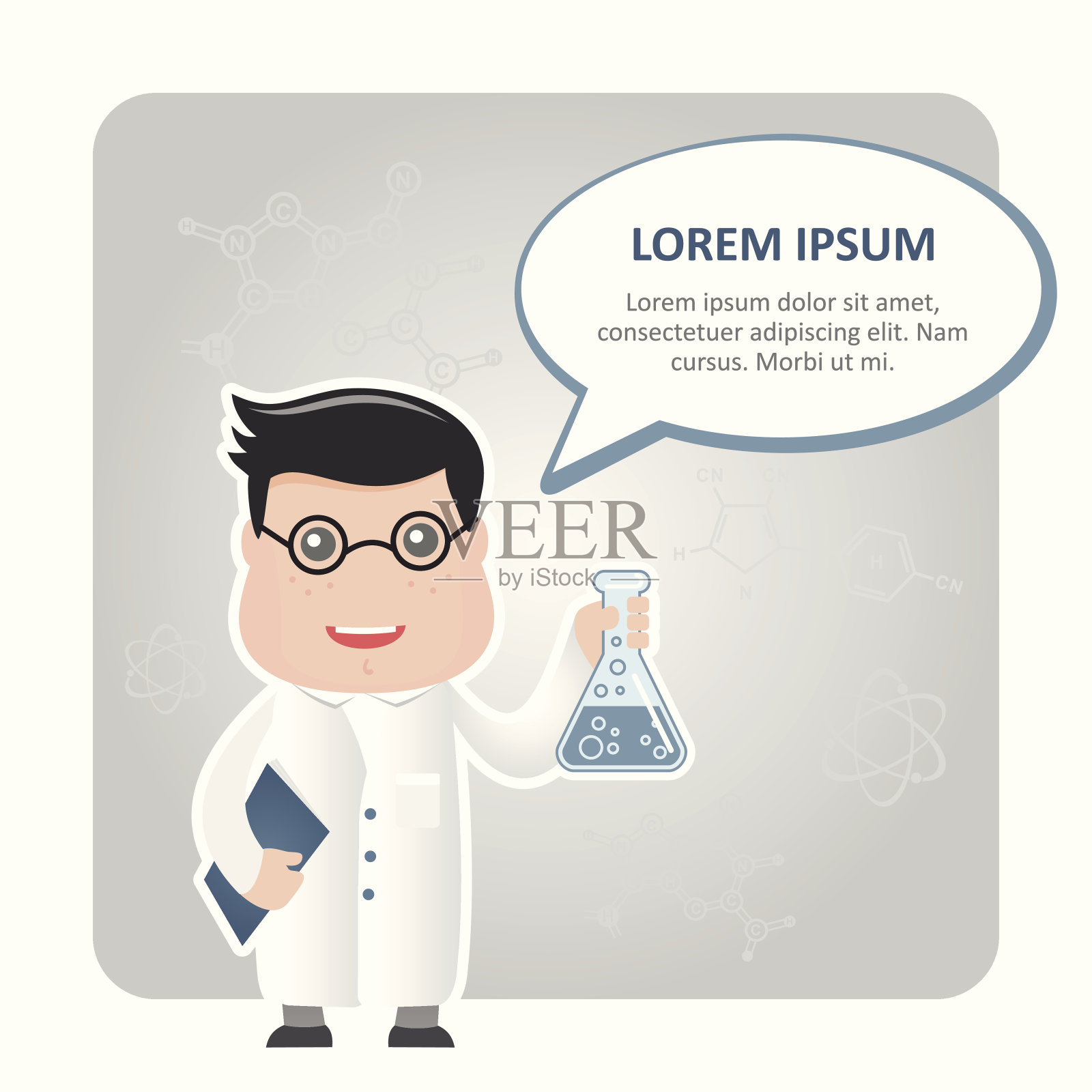 Man化学家和ыpeech иubble插画图片素材