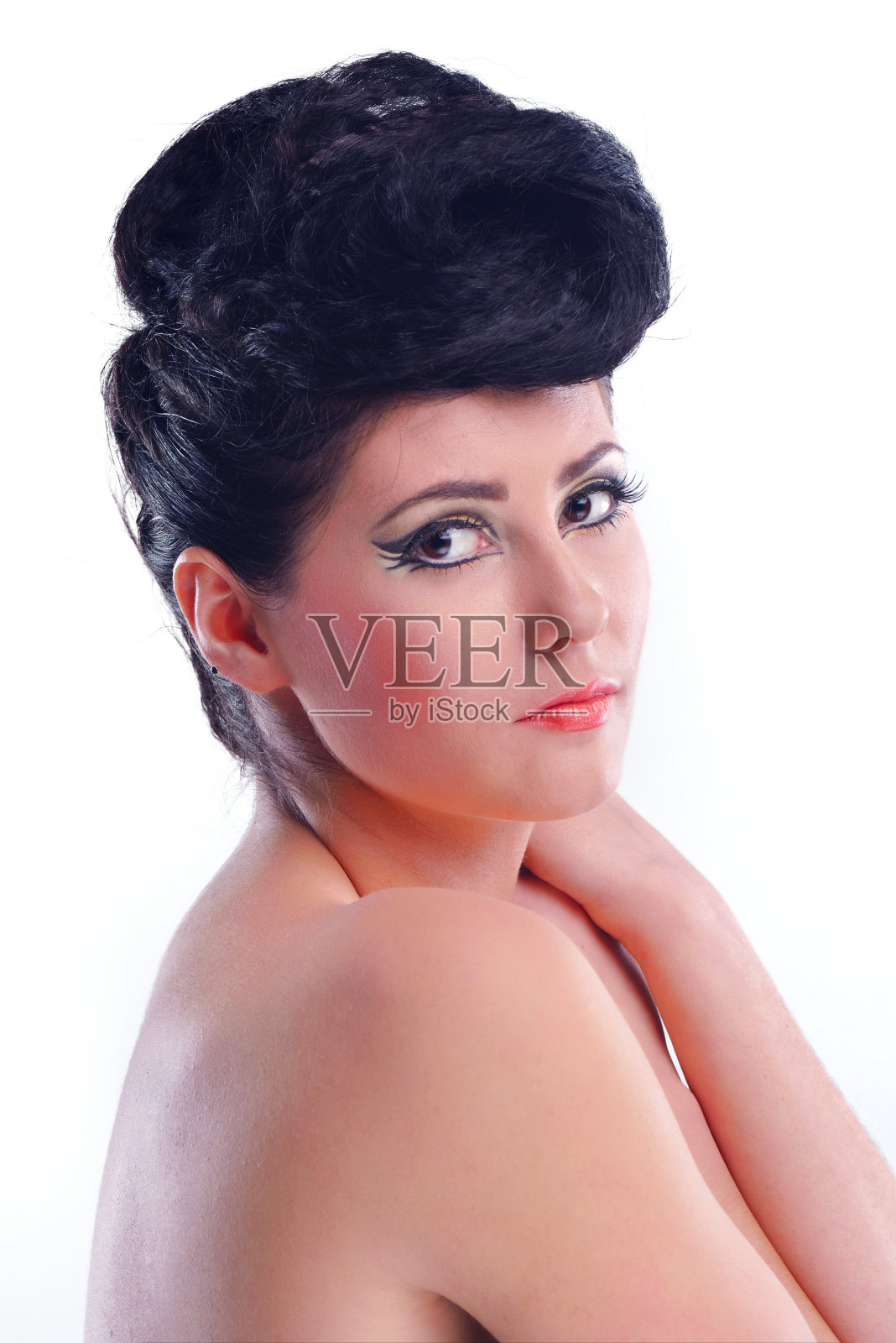 美丽的女人与奢侈的化妆照片摄影图片