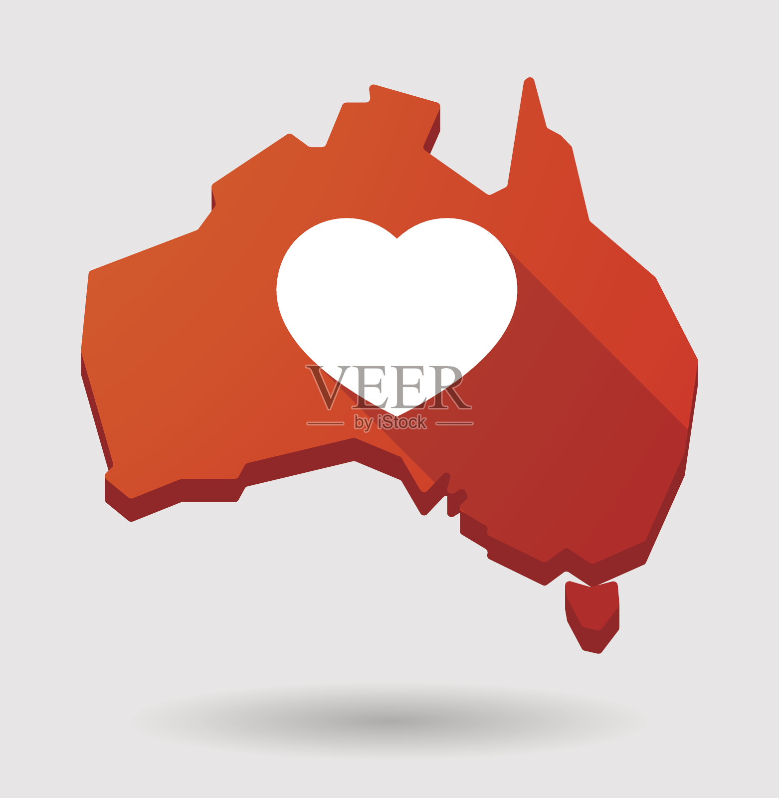 澳大利亚地图图标与一颗心插画图片素材