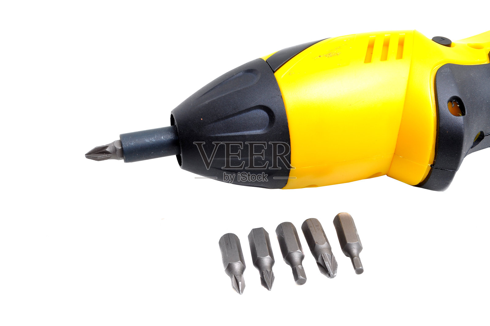 可充电电动螺丝刀隔离在白色背景照片摄影图片