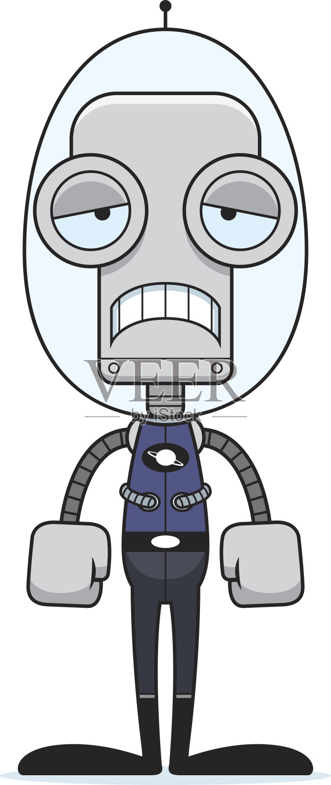 卡通悲哀的太空人机器人设计元素图片