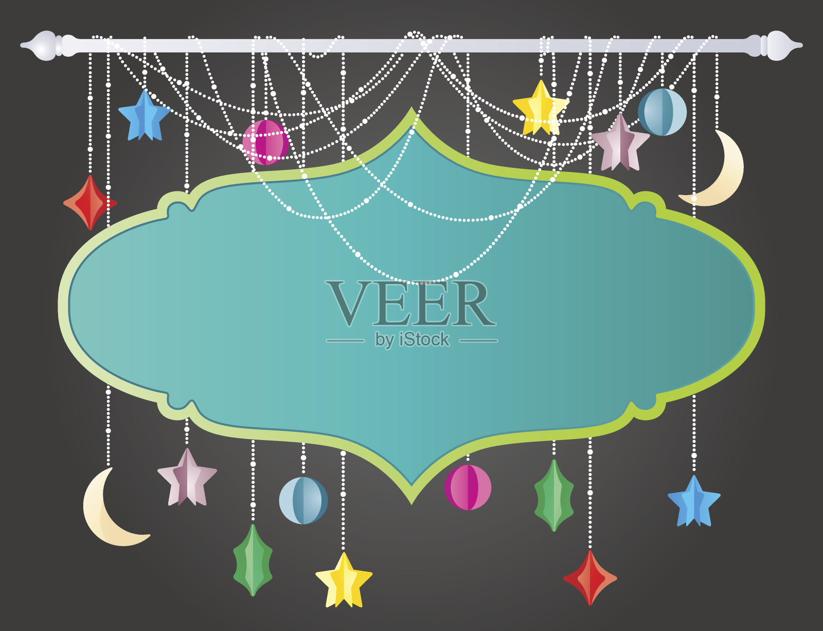 挂满星星和月亮的装饰板，以示特别的问候插画图片素材