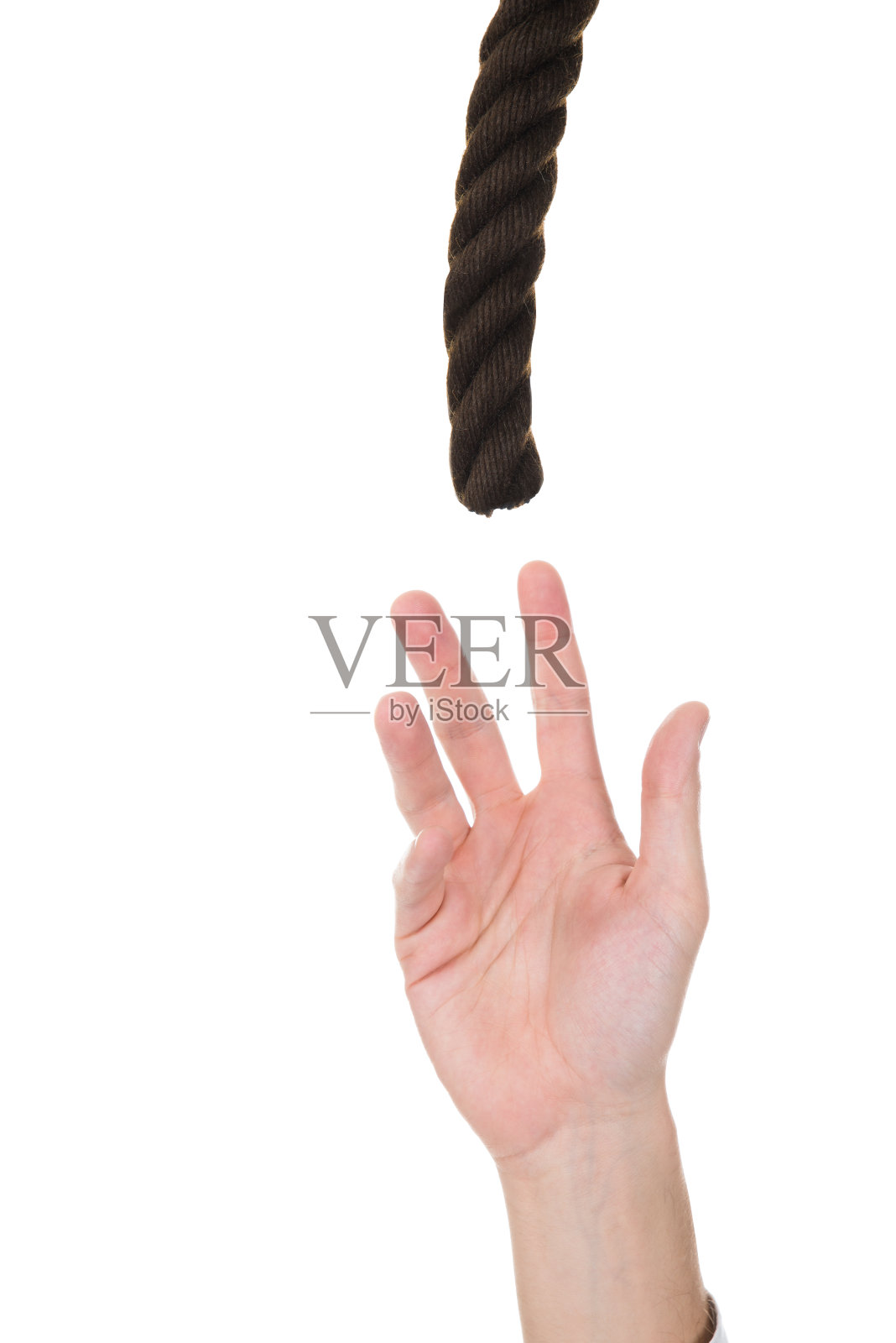 商人的手试图够到绳子照片摄影图片