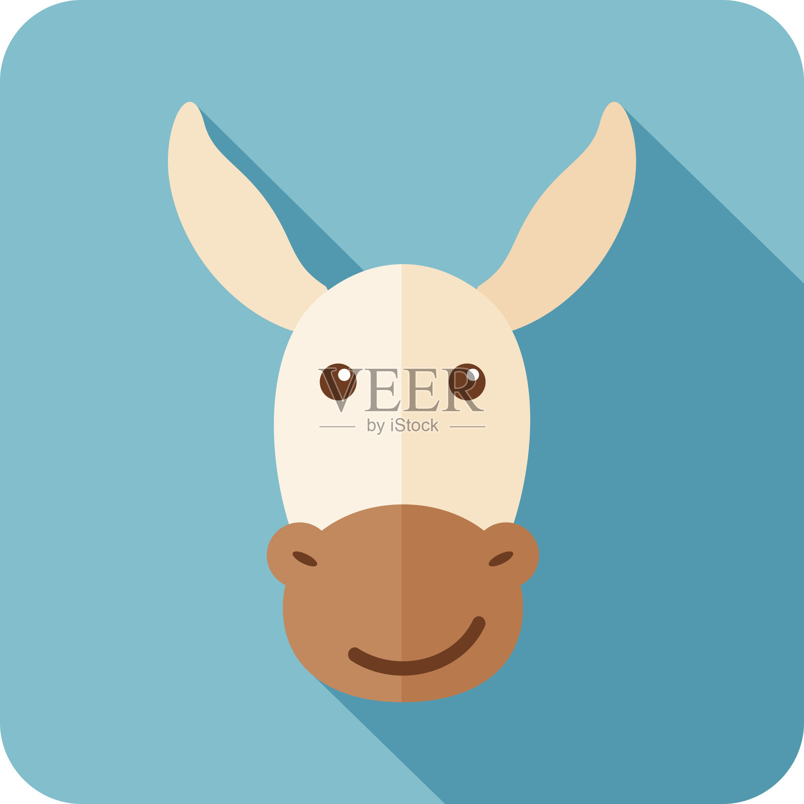 驴的扁平图标与长影子插画图片素材