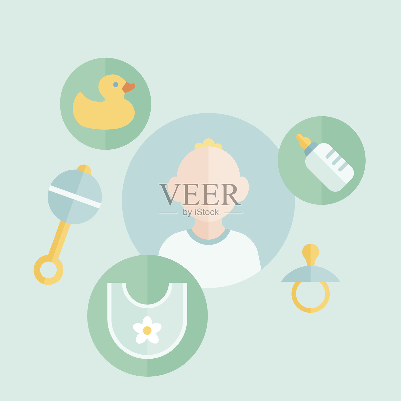 插图矢量概念平面设计可爱的婴儿组成插画图片素材