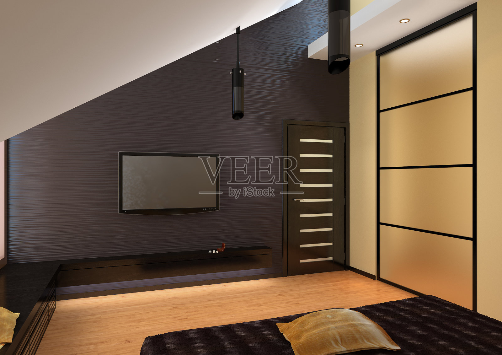 公寓客厅的渲染照片摄影图片