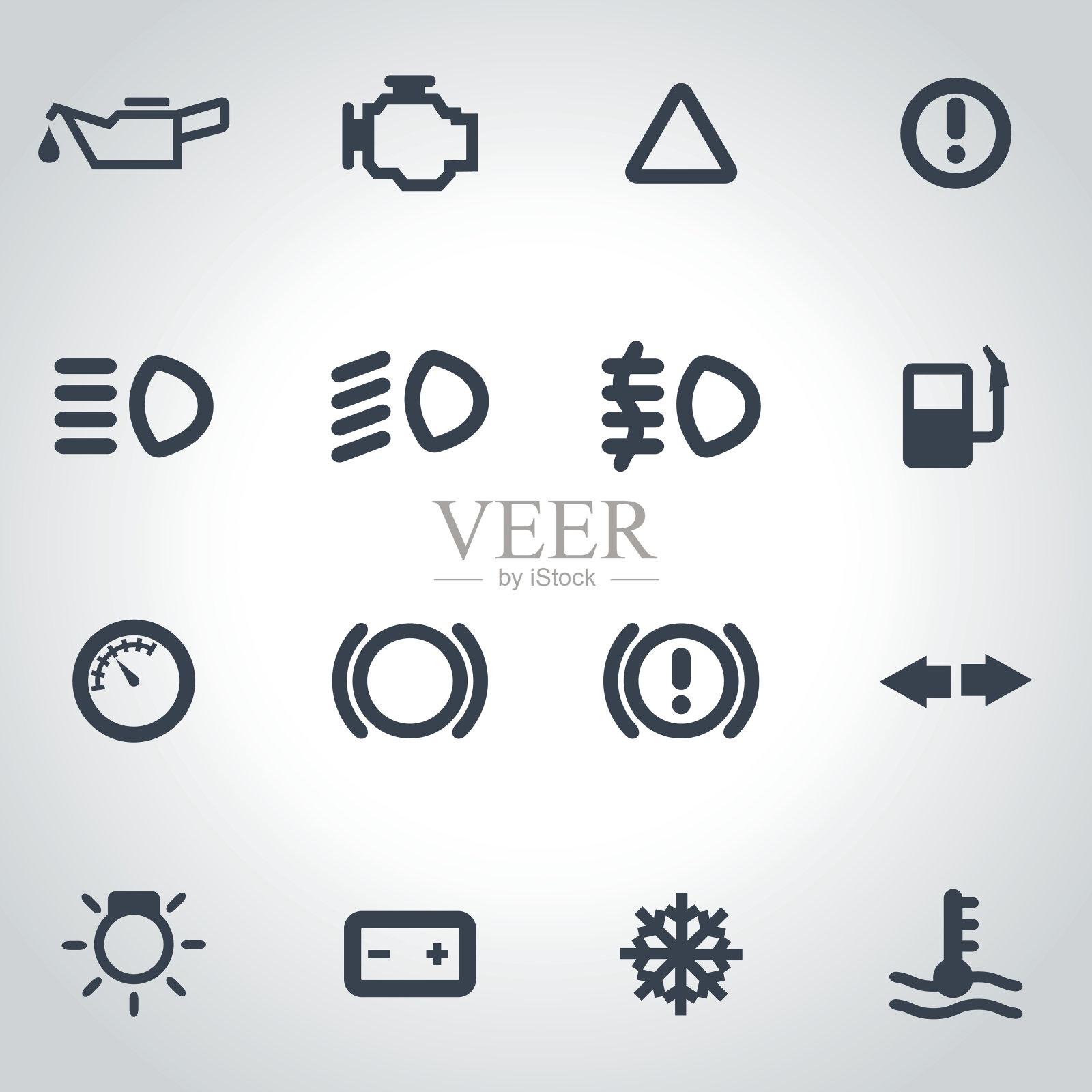 向量黑色汽车仪表盘图标设置图标素材