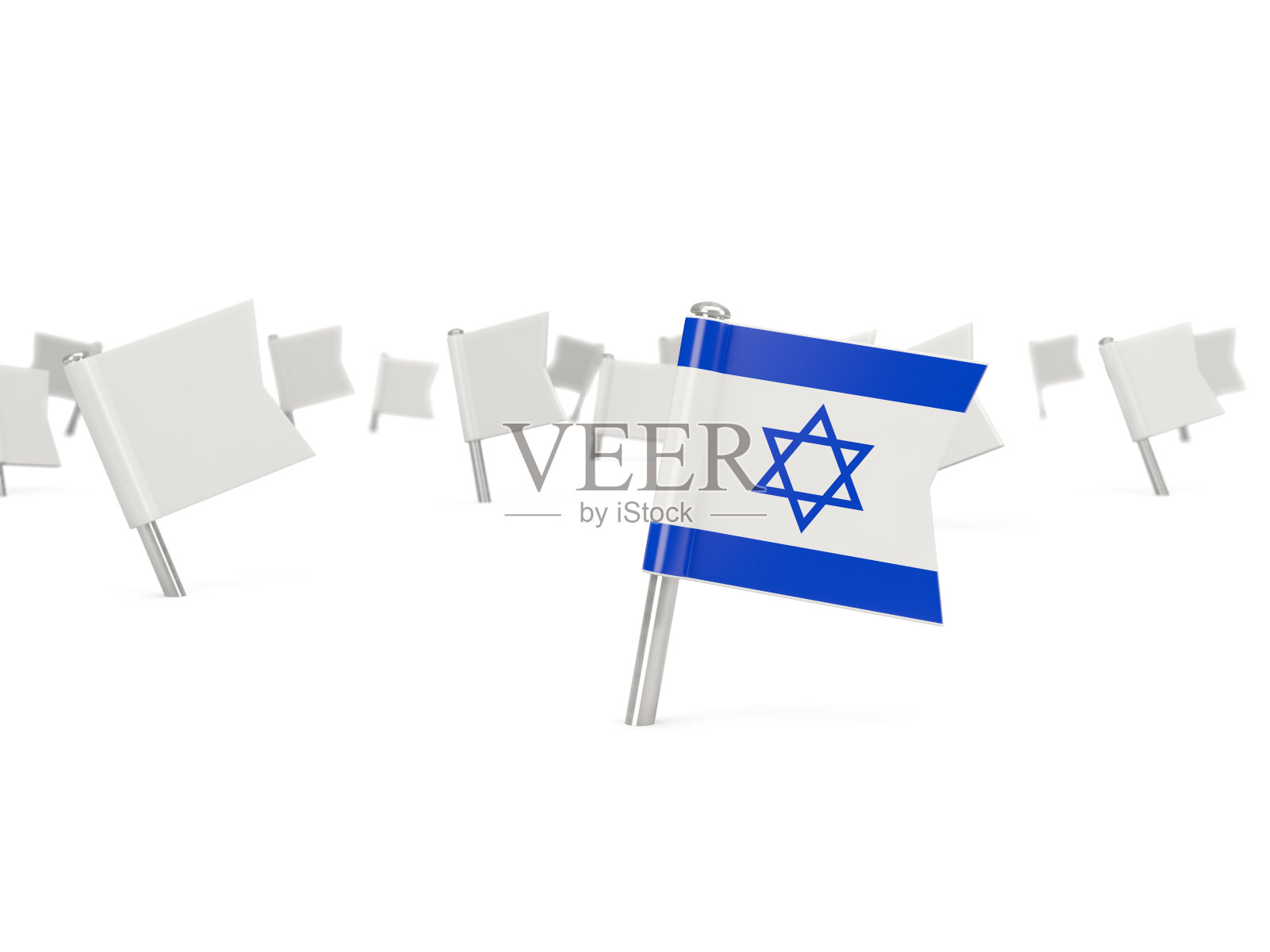 带有以色列国旗的方形别针照片摄影图片