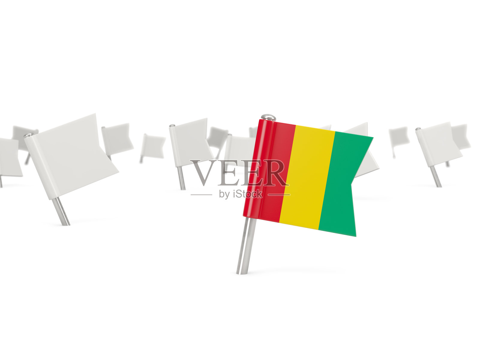 带有几内亚国旗的方形别针照片摄影图片