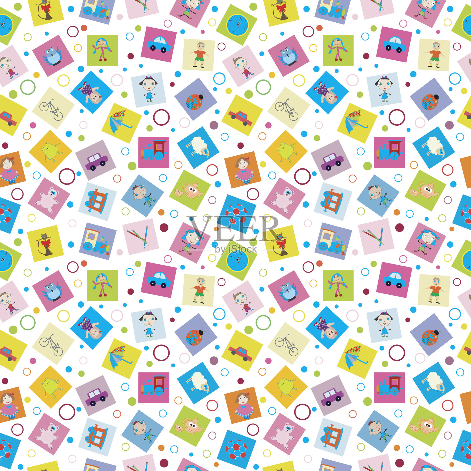 孩子们的玩具包装纸插画图片素材