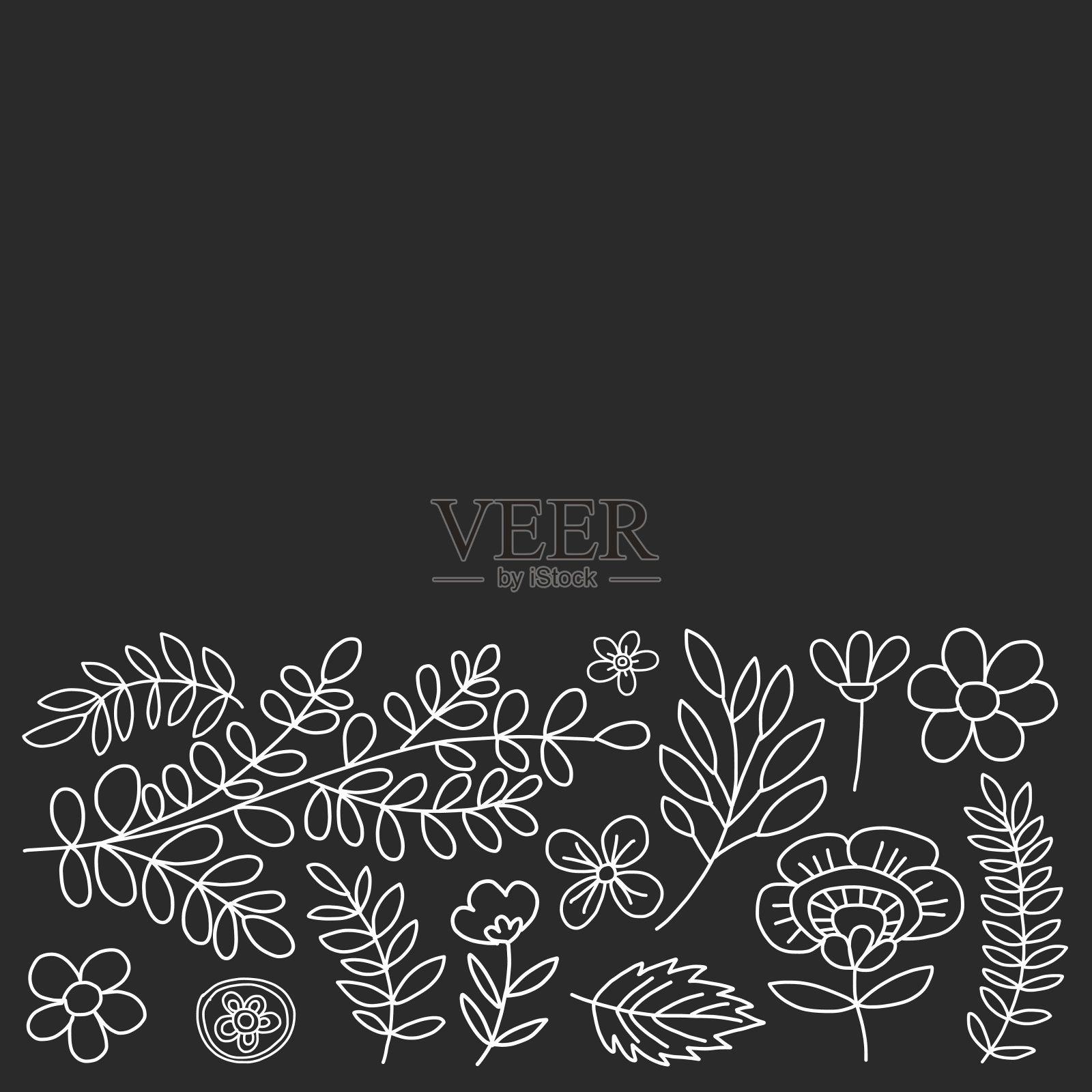 矢量图案与鲜花花园生日婚礼明信片插画图片素材